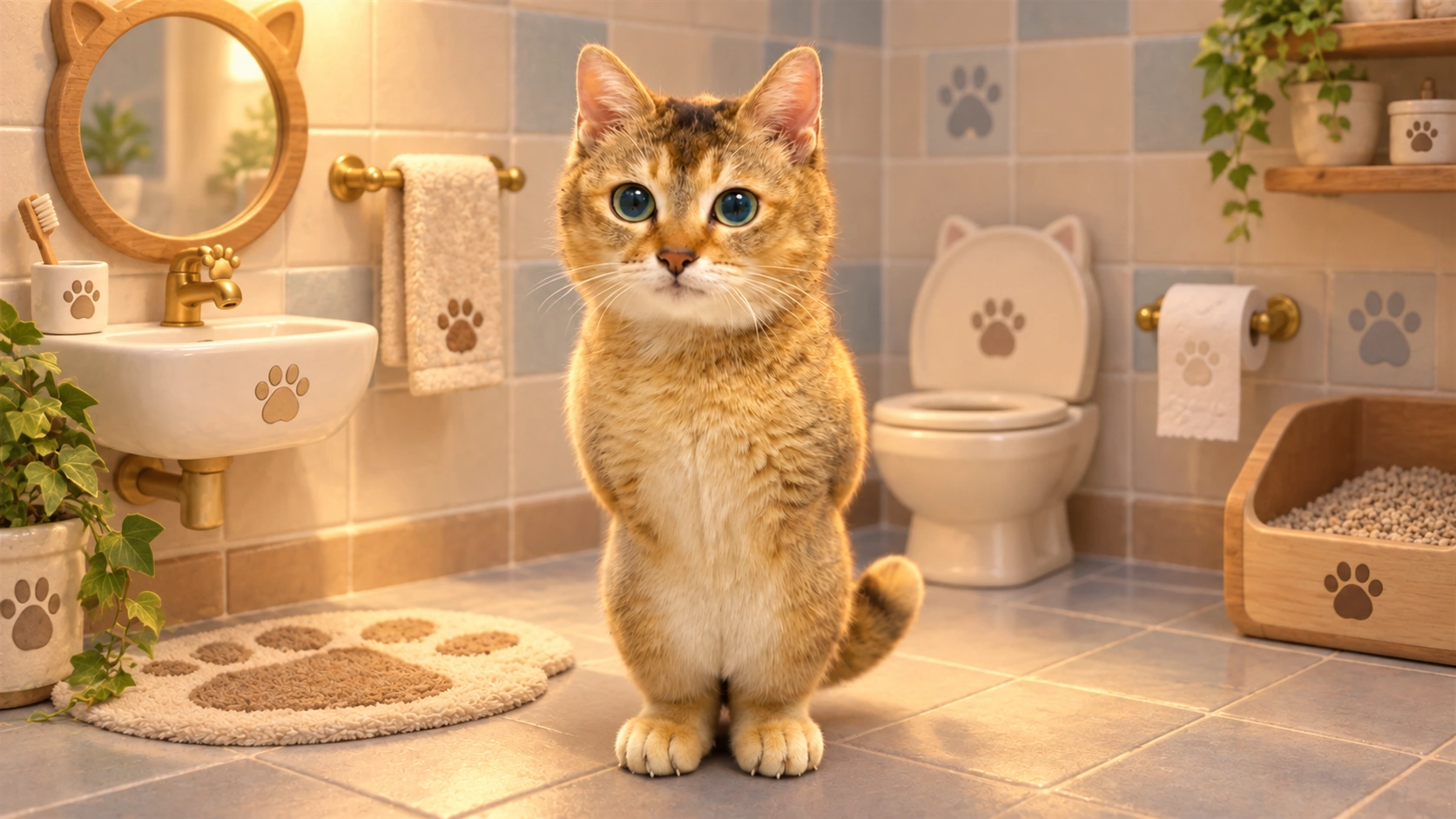 MeiMei in the bathroom