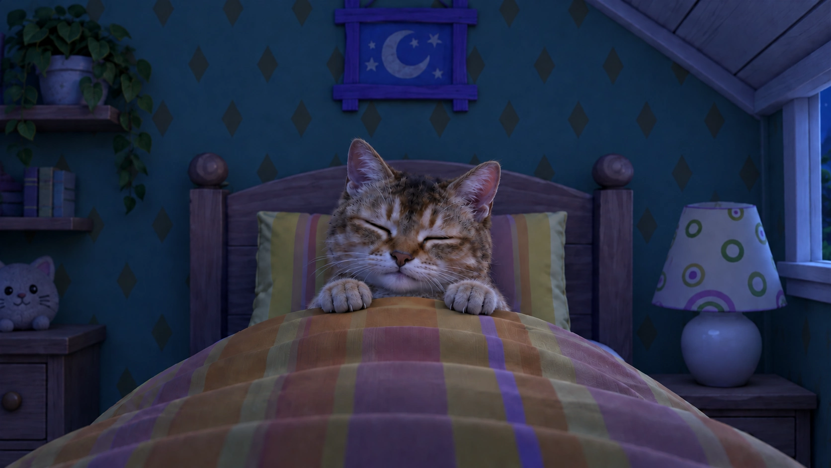 MeiMei sleeping in bed